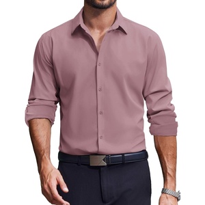 image:imageCOOFANDY Mens Dress Shirts Long Sleeve Casual Button Down Shirt Solid Regular Fit Formal Business ShirtsLotus Pink