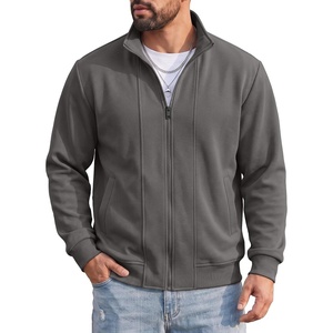 image:imageCOOFANDY Mens Full Zip Fleece Sweatshirt Lined Stand Collar Sweater JacketDark Grey