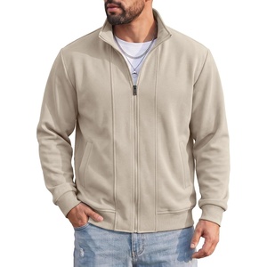 image:imageCOOFANDY Mens Full Zip Fleece Sweatshirt Lined Stand Collar Sweater JacketMoon Gray