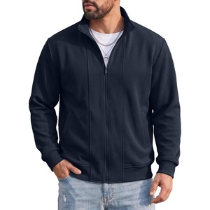 image:imageCOOFANDY Mens Full Zip Fleece Sweatshirt Lined Stand Collar Sweater JacketNavy Blue