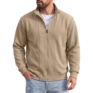 image:imageCOOFANDY Mens Full Zip Fleece Sweatshirt Lined Stand Collar Sweater JacketOatmeal