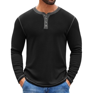 image:imageCOOFANDY Mens Henley Shirts Long Sleeve Button TShirt Casual Pullover Basic TeeBlack