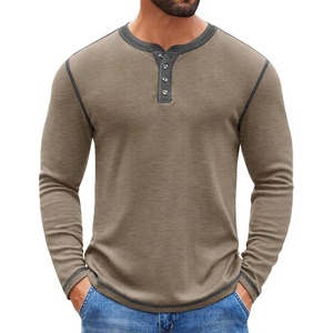 image:imageCOOFANDY Mens Henley Shirts Long Sleeve Button TShirt Casual Pullover Basic TeeKhaki