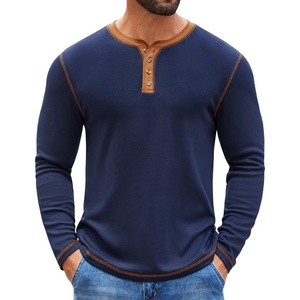 image:imageCOOFANDY Mens Henley Shirts Long Sleeve Button TShirt Casual Pullover Basic TeeMidnight Blue