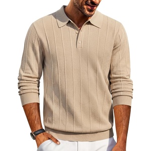 image:imageCOOFANDY Mens Knit Polo Long Sleeve Polos Sweater Causal Collared SweatersKhaki