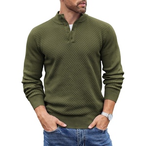 image:imageCOOFANDY Mens Sweater Long Sleeve Henley Quarter Button Dress SweaterssArmy Green