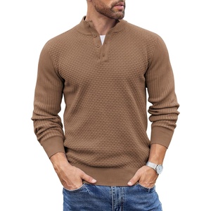 image:imageCOOFANDY Mens Sweater Long Sleeve Henley Quarter Button Dress SweaterssCamel