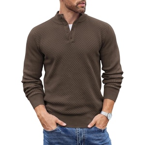 image:imageCOOFANDY Mens Sweater Long Sleeve Henley Quarter Button Dress SweaterssDark Coffee