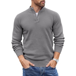 image:imageCOOFANDY Mens Sweater Long Sleeve Henley Quarter Button Dress SweaterssGrey