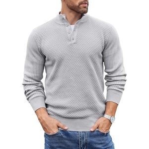 image:imageCOOFANDY Mens Sweater Long Sleeve Henley Quarter Button Dress SweaterssLight Grey