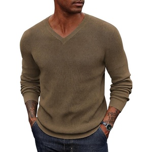 image:imageCOOFANDY Mens Wool Blend V Neck Sweater Long Sleeve Knit PulloverBeige