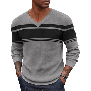 image:imageCOOFANDY Mens Wool Blend V Neck Sweater Long Sleeve Knit PulloverBlack  Heather Grey