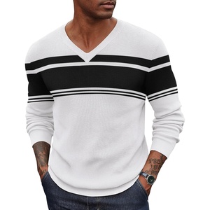 image:imageCOOFANDY Mens Wool Blend V Neck Sweater Long Sleeve Knit PulloverBlack  White