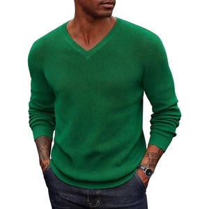 image:imageCOOFANDY Mens Wool Blend V Neck Sweater Long Sleeve Knit PulloverEmerald Green