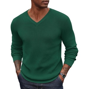 image:imageCOOFANDY Mens Wool Blend V Neck Sweater Long Sleeve Knit PulloverGreen