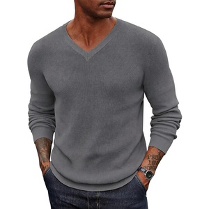 image:imageCOOFANDY Mens Wool Blend V Neck Sweater Long Sleeve Knit PulloverGrey