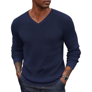 image:imageCOOFANDY Mens Wool Blend V Neck Sweater Long Sleeve Knit PulloverNavy Blue