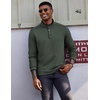 image:imageCOOFANDY Mens Quarter Button Pullover Long Sleeve Stand Collar TShirtsArmy Green