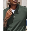 image:imageCOOFANDY Mens Quarter Button Pullover Long Sleeve Stand Collar TShirtsArmy Green