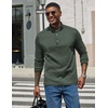 image:imageCOOFANDY Mens Quarter Button Pullover Long Sleeve Stand Collar TShirtsArmy Green