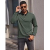 image:imageCOOFANDY Mens Quarter Button Pullover Long Sleeve Stand Collar TShirtsArmy Green