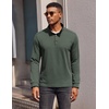 image:imageCOOFANDY Mens Quarter Button Pullover Long Sleeve Stand Collar TShirtsArmy Green