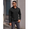 image:imageCOOFANDY Mens Quarter Button Pullover Long Sleeve Stand Collar TShirtsBlack