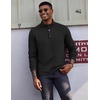 image:imageCOOFANDY Mens Quarter Button Pullover Long Sleeve Stand Collar TShirtsBlack