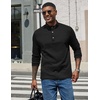 image:imageCOOFANDY Mens Quarter Button Pullover Long Sleeve Stand Collar TShirtsBlack