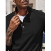 image:imageCOOFANDY Mens Quarter Button Pullover Long Sleeve Stand Collar TShirtsBlack