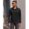 image:imageCOOFANDY Mens Quarter Button Pullover Long Sleeve Stand Collar TShirtsBlack