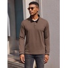 image:imageCOOFANDY Mens Quarter Button Pullover Long Sleeve Stand Collar TShirtsBrown