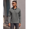 image:imageCOOFANDY Mens Quarter Button Pullover Long Sleeve Stand Collar TShirtsDark Grey