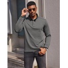 image:imageCOOFANDY Mens Quarter Button Pullover Long Sleeve Stand Collar TShirtsDark Grey