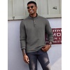 image:imageCOOFANDY Mens Quarter Button Pullover Long Sleeve Stand Collar TShirtsDark Grey