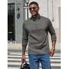 image:imageCOOFANDY Mens Quarter Button Pullover Long Sleeve Stand Collar TShirtsDark Grey