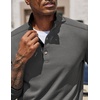 image:imageCOOFANDY Mens Quarter Button Pullover Long Sleeve Stand Collar TShirtsDark Grey