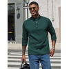 image:imageCOOFANDY Mens Quarter Button Pullover Long Sleeve Stand Collar TShirtsForest Green