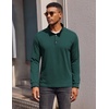image:imageCOOFANDY Mens Quarter Button Pullover Long Sleeve Stand Collar TShirtsForest Green