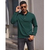 image:imageCOOFANDY Mens Quarter Button Pullover Long Sleeve Stand Collar TShirtsForest Green