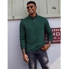 image:imageCOOFANDY Mens Quarter Button Pullover Long Sleeve Stand Collar TShirtsForest Green