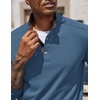 image:imageCOOFANDY Mens Quarter Button Pullover Long Sleeve Stand Collar TShirtsGrey Blue
