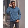 image:imageCOOFANDY Mens Quarter Button Pullover Long Sleeve Stand Collar TShirtsGrey Blue