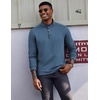 image:imageCOOFANDY Mens Quarter Button Pullover Long Sleeve Stand Collar TShirtsGrey Blue