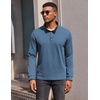 image:imageCOOFANDY Mens Quarter Button Pullover Long Sleeve Stand Collar TShirtsGrey Blue