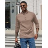 image:imageCOOFANDY Mens Quarter Button Pullover Long Sleeve Stand Collar TShirtsKhaki