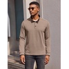image:imageCOOFANDY Mens Quarter Button Pullover Long Sleeve Stand Collar TShirtsKhaki