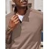 image:imageCOOFANDY Mens Quarter Button Pullover Long Sleeve Stand Collar TShirtsKhaki
