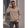 image:imageCOOFANDY Mens Quarter Button Pullover Long Sleeve Stand Collar TShirtsKhaki