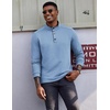 image:imageCOOFANDY Mens Quarter Button Pullover Long Sleeve Stand Collar TShirtsLight Blue
